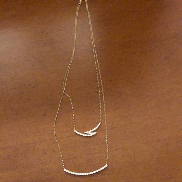 14kt gold one carat diamond necklace double chain - Picture 1 of 4